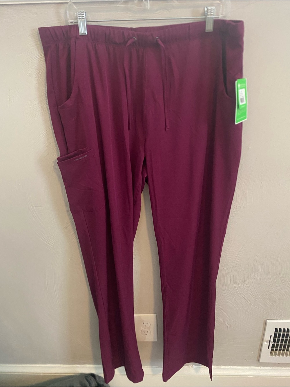 Healing Hands Wine Red Drawstring Rebecca Scrub Pants XL